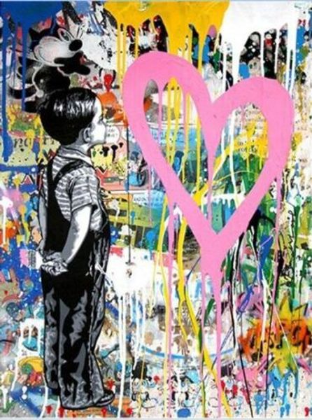 

mr brainwash oil painting on canvas home decor wall art picture high quaity handpainted & hd printed graffiti art decor boy with love2