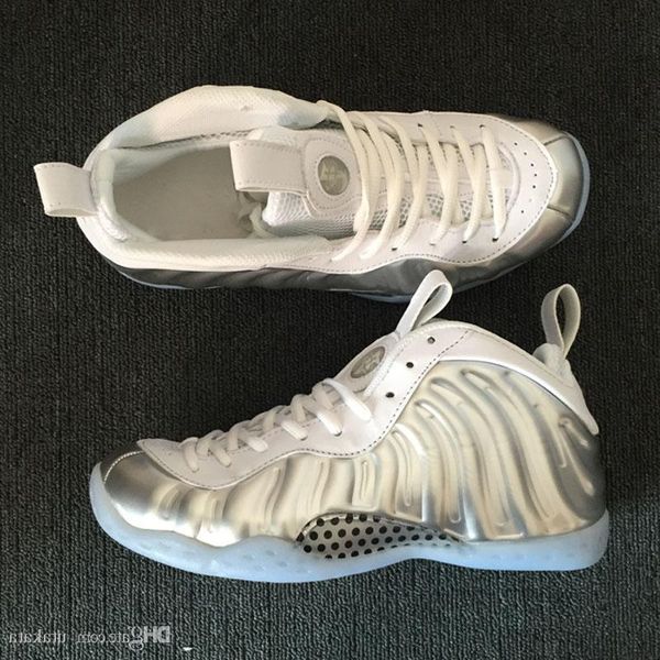 

box with new wmns foam one chrome basketball shoes for men penny hardaway white/chrome-blue tint mens running sneakers