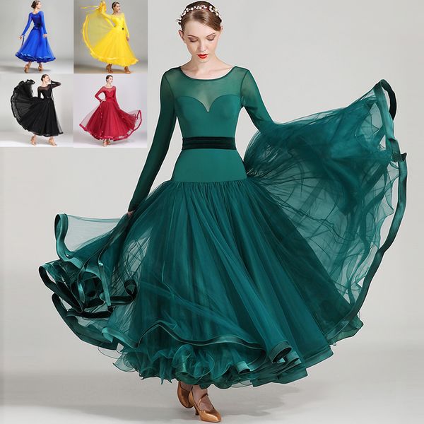 

modern dance skirt dress costumes performance clothing national standard dance clothing competition dress pettiskirt dql100, Black;red