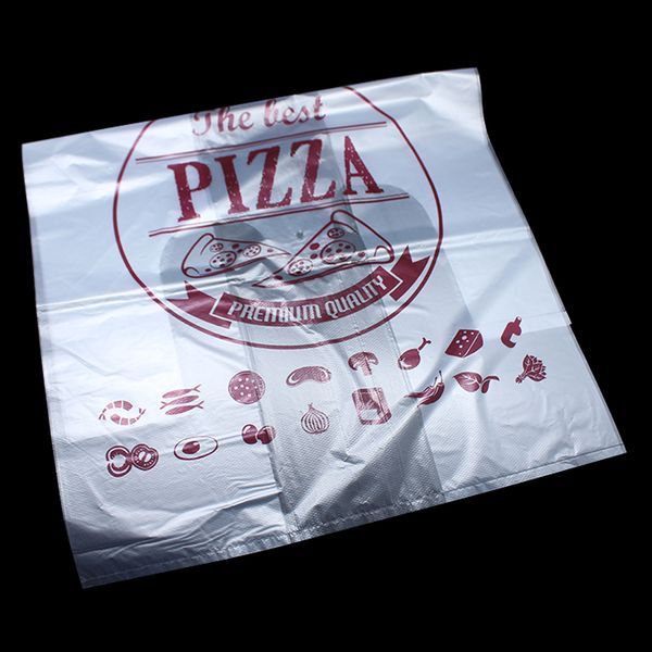 

dhl 400pcs/lot 0.02mm transparent plastic take out vest bags for pizza cake take out carrier package clear poly handle bag
