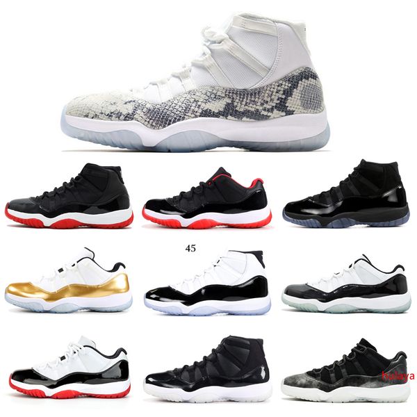 

11 11s men basketball shoes 2019 new concord platinum tint designer bred heiress gamma blue snake skin women sports shoes 36-47