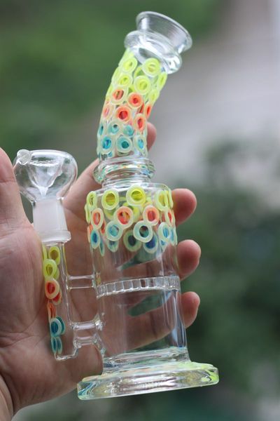 Becher colorato di bong di vetro bling da 10,5 pollici con ciotola da 14 mm bong d'acqua in vetro per fumare accessori shisha caveohs