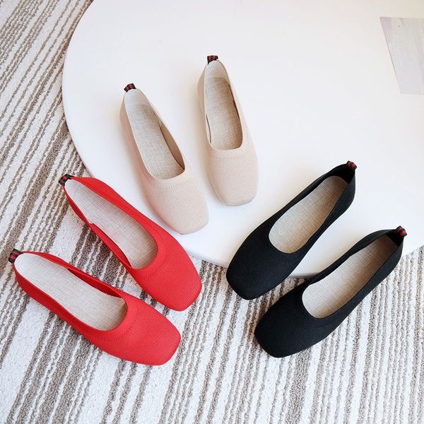 

flat women shoes breathable soft bottom pregnant women moccosins versatile lady's loafers knitted slip-on calzado, Black