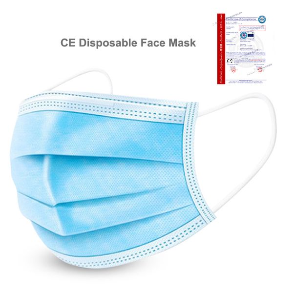 

ce dhl mass stock 50 pcs non woven face mask 3 ply disposable with earloop