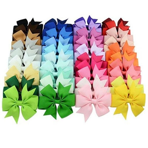

40pcs/lot mixed color ribbon hair bows clips girl, Slivery;white