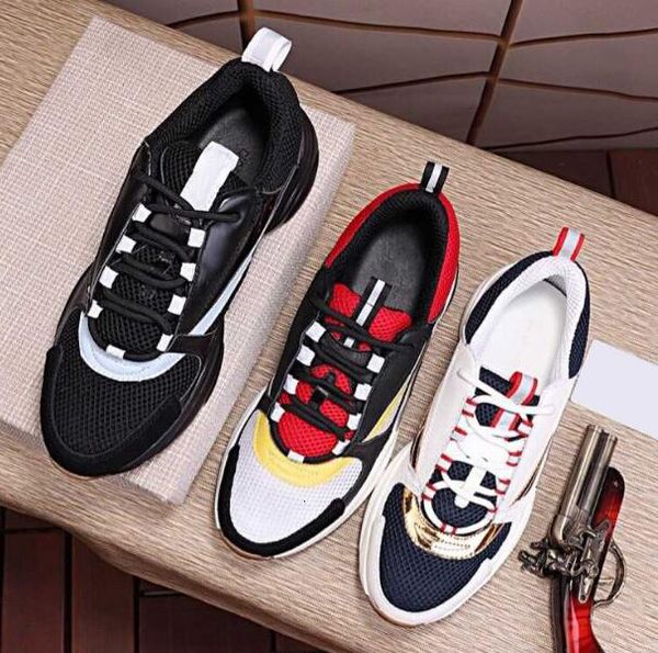 

new d men s canvas and calfskin trainers fashion new sneakers b22 trainer technical knit shoes