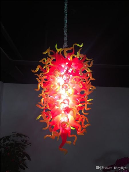 

elegant home pendant lamps red and yellow crystal chandelier modern hand blown glass chandelier led lights for new house decoration