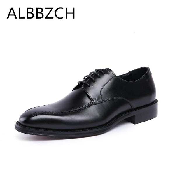 

new men's derby dress shoes fashion sewing designer genuine cow leather wedding shoes men office work man 44, Black