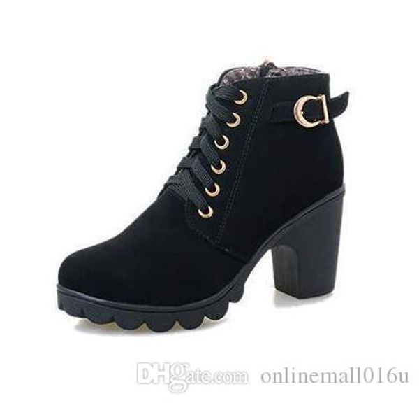 

2018 europe and the united states with short boots matte leather martin boots women with high heel boots shoes, Black