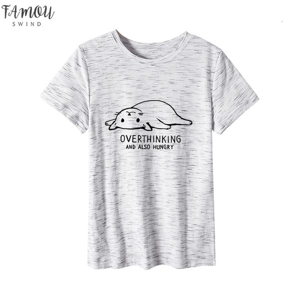 

2020 fashion cotton female t shirts short sleeve plus size women t shirt hungry cat printing kpop tee tshirt femme, White