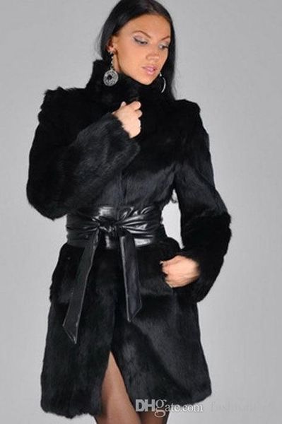 

european and american women's autumn winter henning fur fake mink coat fox fur coat in long imitation fur coat