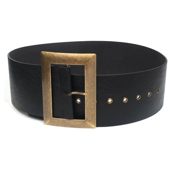 

new sales women wide belts retro metal buckle decorated fashion pu leather belt for women dress down skirt waist female belt ing, Black;brown
