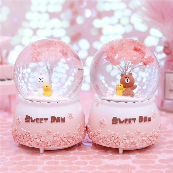 

новый восточный медведь / кролик хрустальный шар для детей подарок на день рождения плавающий снег воды мяч музыкальная шкатулка рождественс