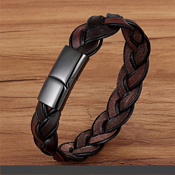 

men's cool boy birthday party gift fashion woven hollow bracelet ethnic boho brown leather bracelet, Golden;silver