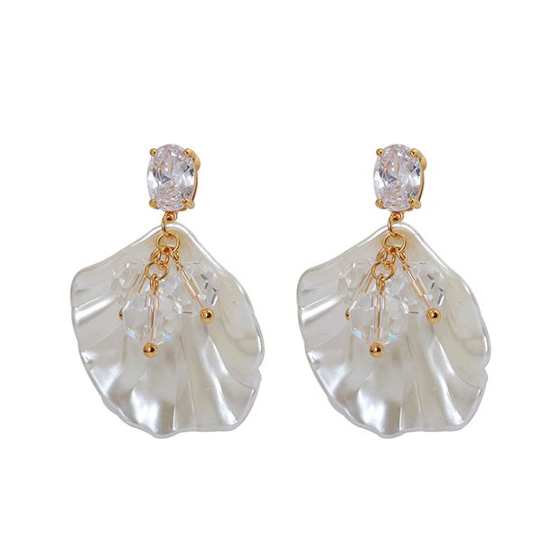 

sweet temperament shell-encrusted zircon crystal ball elegant high sense super fairy ear clip ear decoration girl earrings, Silver