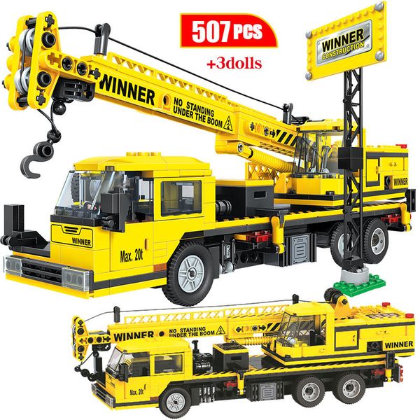 

City 700pcs Car Engineering Truck Building Blocks Assemblage Enlighten Train Construction Vehicle Bulldozer Crane Bricks Toys For Kids, Multicolor