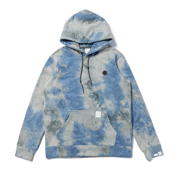 

mens designer hoodies badge tie dye gradient color hooded fleece hip hop hoodie fashion brand sweatshirt hooded pullover long sleeve, Black