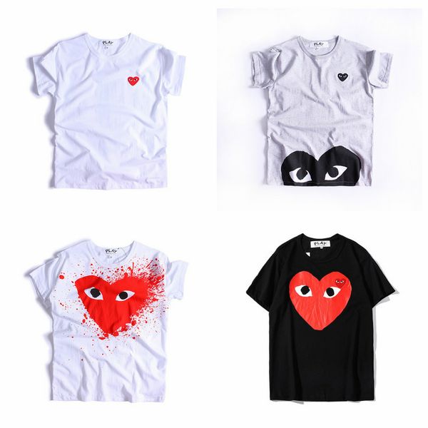 

cdg play com men designers t shirt white black heart des garcons men's white t-shirt green heart graphic large print tee, Black;blue