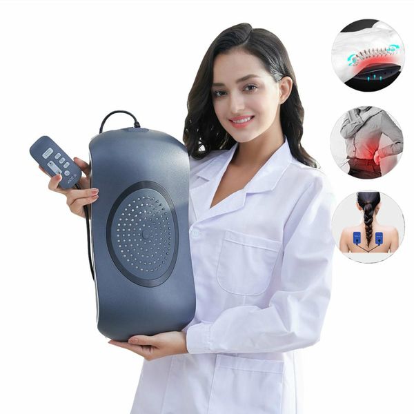 

lumbar traction electric massager waist back vibration pulse massage physiotherapy infrared light heat therapy