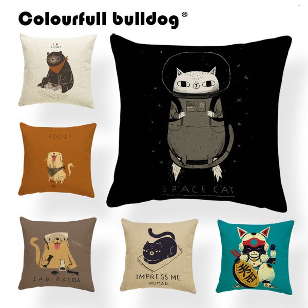 

sloth cushion pillow shiba dogs animal pug dodo space cat cover pillows decorations throw pillow covers 43x43cm burlap lovely