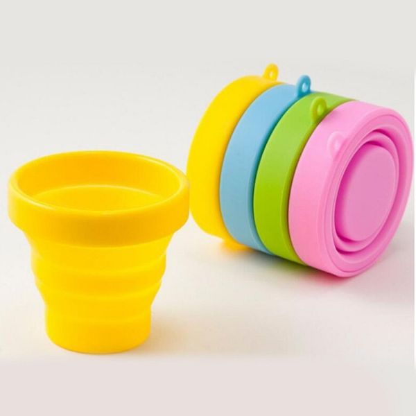 

portable silicone retractable folding cup with lid outdoor telescopic collapsible drinking cup travel camping water cup