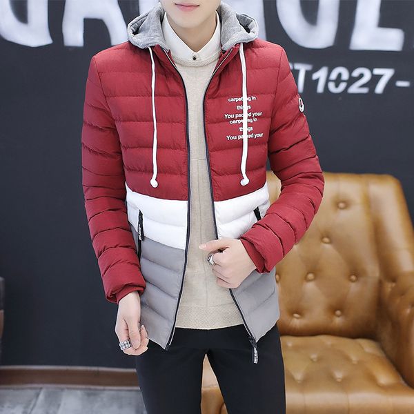 

mens winter coats hoodie fashion casual thick patchwork men's parka coat ropa de hombre 2019, Tan;black