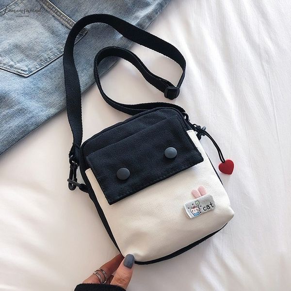 

2020 new womens embroidered canvas handbag buckle creative cartoon shoulder bag crossbody bags for women 20