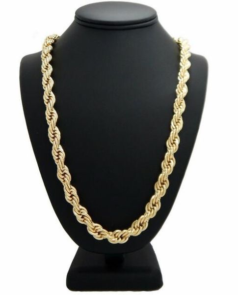 

hip hop rope chain necklace 14k gold plated 10mm 24" inch, Silver