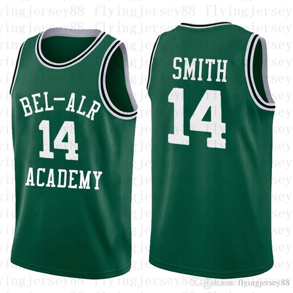 

fresh prince of bel-air 14 will smith jersey bel-air academy movie version jersey #25 carlton banks jerseys green yellow embroidery logos 66, Black