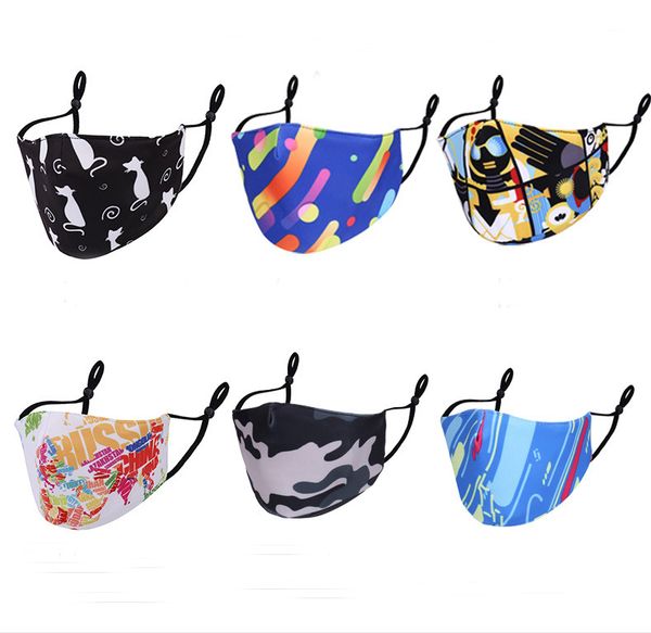 

reusable mouth mask washable protective pm2.5 filter anti dust printed face mask windproof mouth-muffle fashion print cotton masks