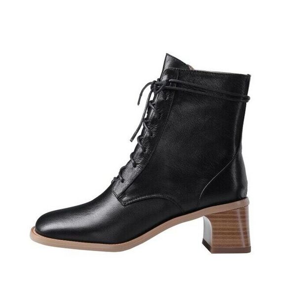 

2019 autumn new europe and america high-martin boots female british style casual fashion wild retro square short boots, Black
