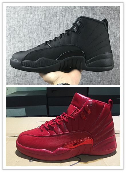 

wholesale new og all black all red xii 12s high men basketball shoes outdoor trainers size 7-13