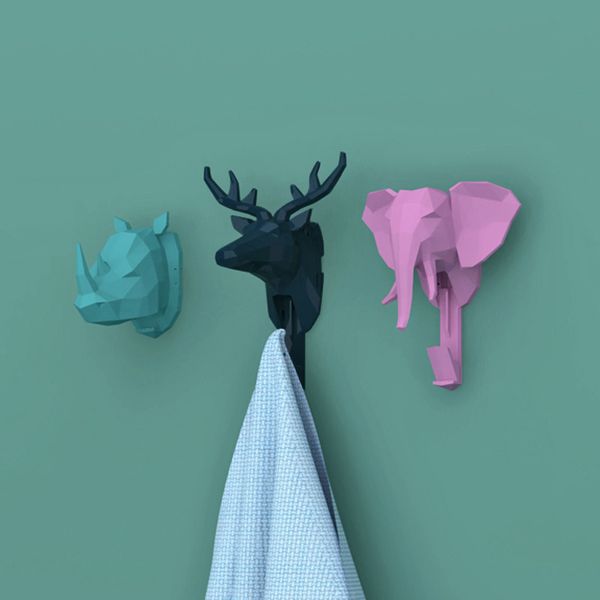 

three-dimensional animal head wall decoration hook punching living room bedroom door back key coat hook mx01141410