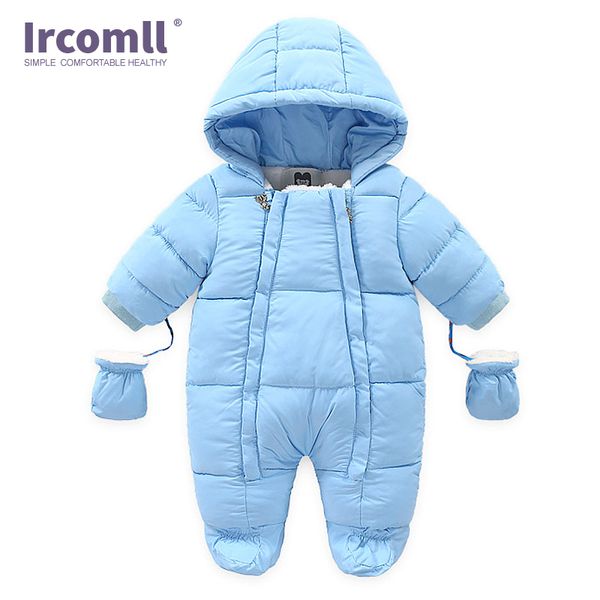 

ircomll warm infant baby jumpsuit cotton down rompers hooded inside fleece boy girl winter autumn overalls children outerwear, Blue