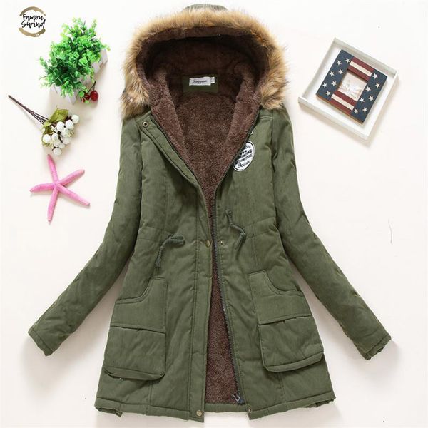 

women fahion winter coat casual cotton red hooded parkas long thick ladies women clothing warm women jacket cjt142, Black