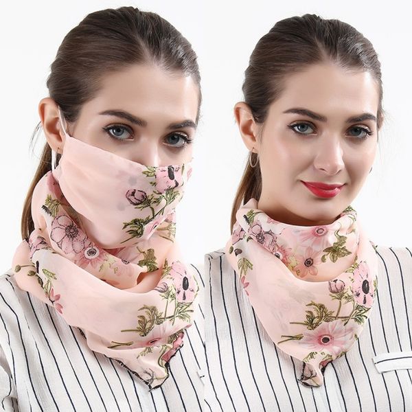 

scarf face mask women dustproof mouth cover summer chiffon handkerchief outdoor windproof half face dust-proof sunshade masks, Black