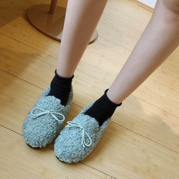 

butterfly furry loafers for women casual solid plush warm loafer shoes classics fashion round toe slip on flats shoes k17-06, Black