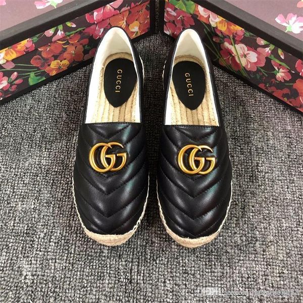 

sales genuine leather espadrille luxurys designers fashion footwear 3 colors lady shoes european and american, Black