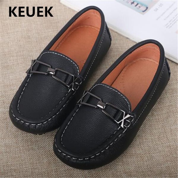 

new black boys dress shoes children loafers spring/autumn genuine leather student performance shoes kids baby toddler flats 03, Black;grey