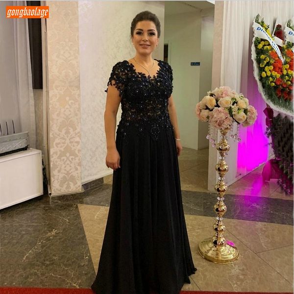 

элегантный черный o шеи вечернее платье длинные pageant кружева аппликация шифон линия вечернее платье партии женщины настроенные вечерние п, White;black