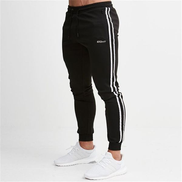 

gym men's sports running pants striped pocket training pants fitness sports soccer gym men's, Black