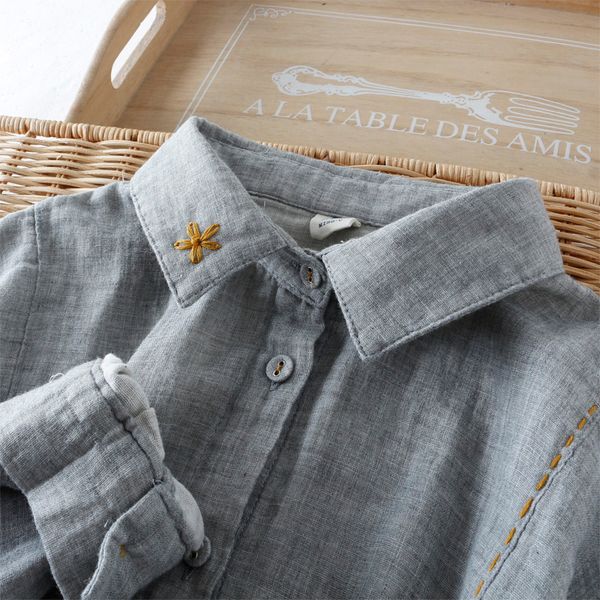 

korean embroidery fresh retro simple cotton shirt blouse ytg3-996n66l, White