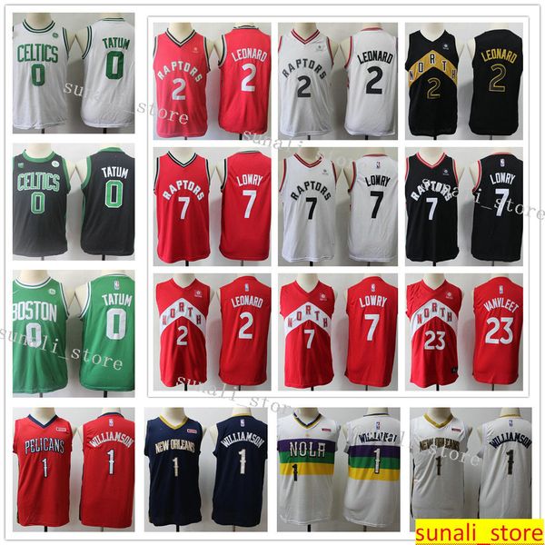 

sewed youth kids mens basketball jayson 0 tatum zion 1 williamson kyle 7 lowry fred 23 vanvleet 2 leonard jerseys child boys girls, Black;red