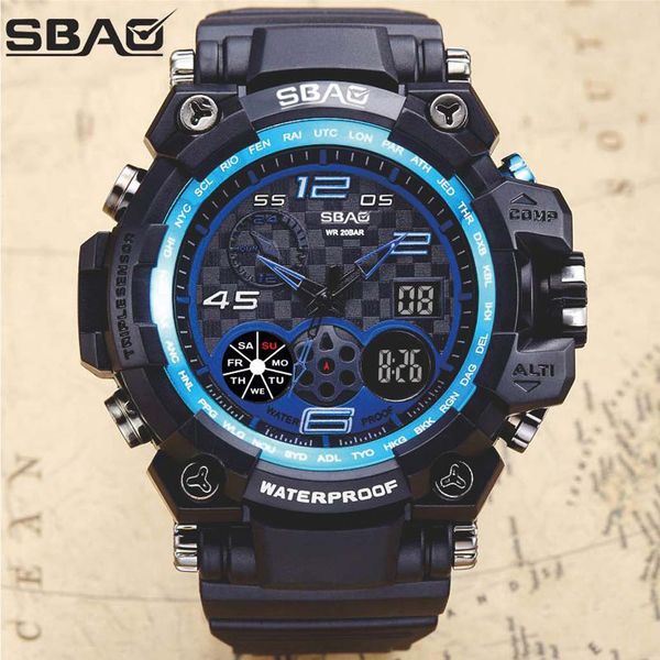 

men's watch camouflage multi-functional fashion waterproof electronic watches digital watches men sports dijital kol saati, Slivery;brown
