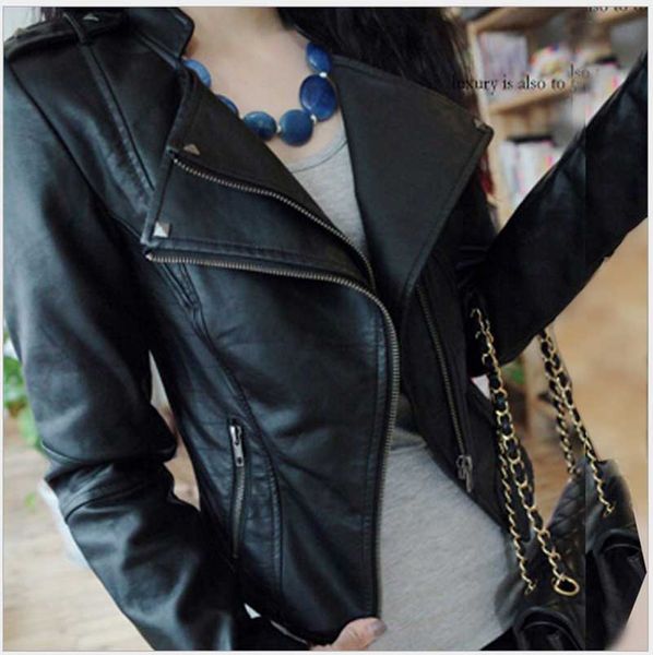 

nicemix pu leather jacket women fashion bright colors black motorcycle coat short faux leather biker jacket soft female
