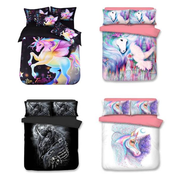 

3pcs/set unicorn bedding sets cartoon cartoon bedspreads duvet covers kits quilt cover+pillow case cover 5 designs xd21679