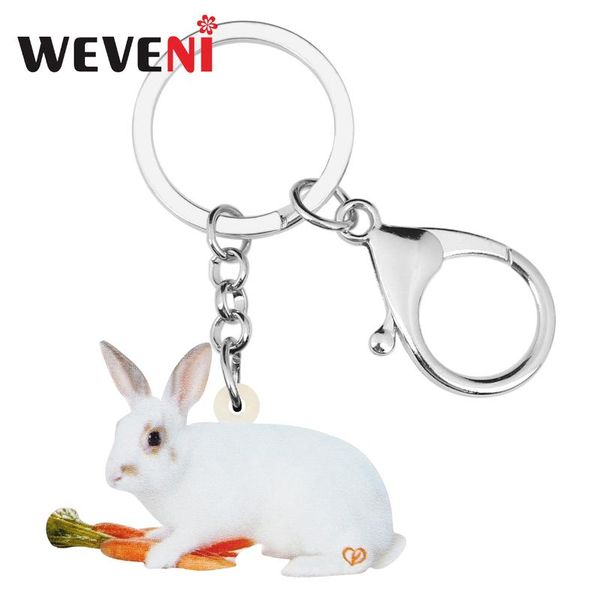 

weveni акриловые белые пасхальные морковь заяц брелки домашнее животное брелок ювелирные изделия для женщин девушка подросток сумка украшени, Silver