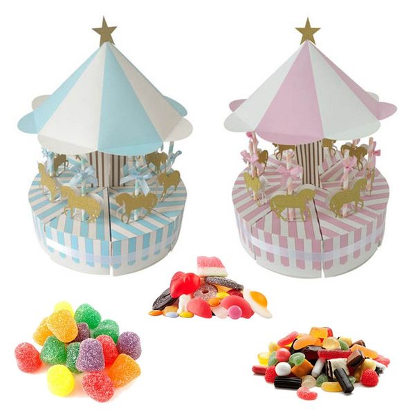 

paper carousel gift box wedding favors gift souvenir for guest party baby shower cake box kids birthday party decoration