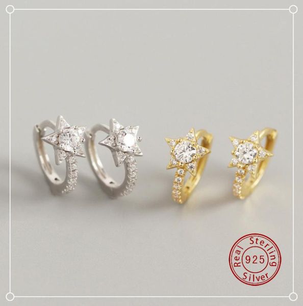 

eh2006010 s925 sterling silver ins european and american extravagant creative beautiful geometric star earrings 2020, Golden;silver