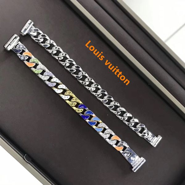 

Brand 18k gold plated ilver plated cuban charm bracelet width luxury de ign jewelry men bracelet loui l v